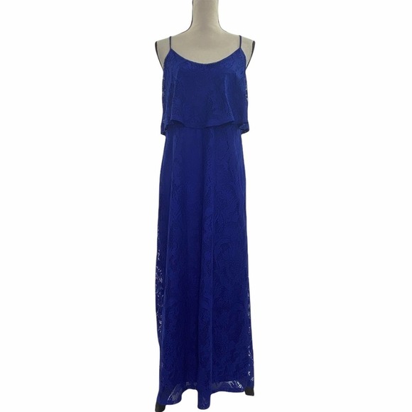 EMMA & Michele Blue Tiered Crochet Lace Maxi Dress - Picture 1 of 12